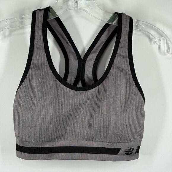 New Balance Medium Impact Sports Bra Style 110997 Smoky Quartz Size Medium - Picture 1 of 6